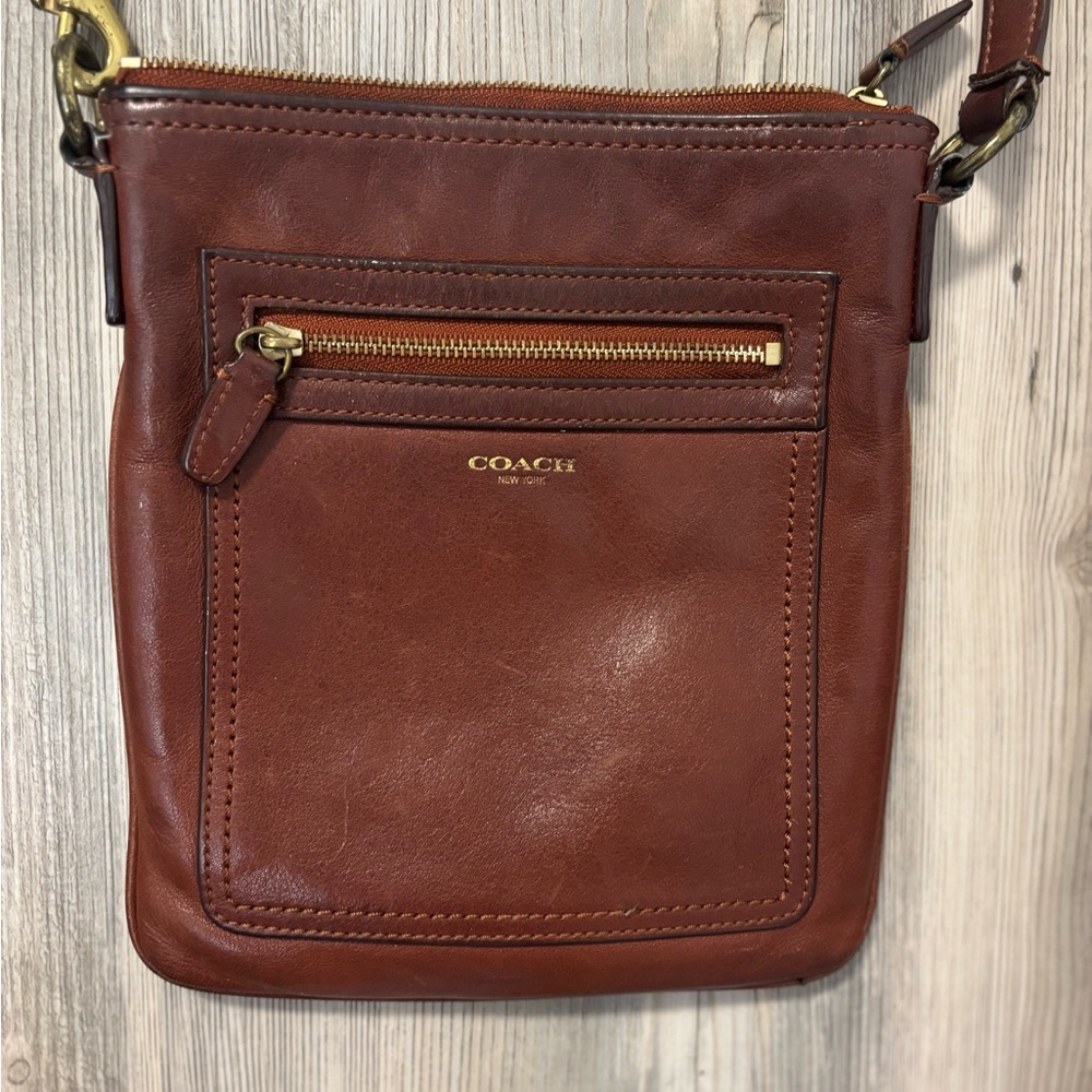 Coach Brown Leather Crossbody Bag with Gold Hardware